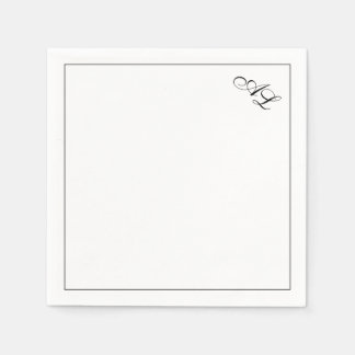 Servilleta De Papel Monograma clásico Boda tradicional blanco y negro