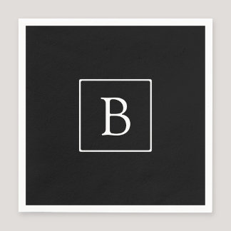 Servilleta De Papel Monograma clásico simple | Texto negro con blanco