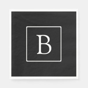 Servilleta De Papel Monograma clásico simple   Texto negro con blanco