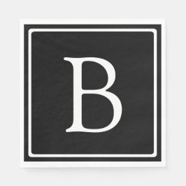 Servilleta De Papel Monograma clásico simple | Texto negro con blanco