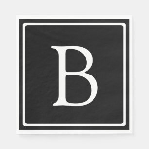 Servilleta De Papel Monograma clásico simple Texto negro con blanco