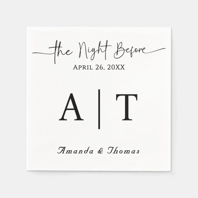 Servilleta De Papel Monograma Cocktail Paper Napkin (Anverso)