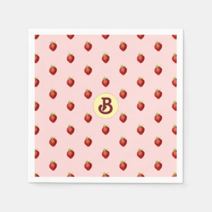 Servilleta De Papel Monograma con nombre rosa de fresa de cereza cruda
