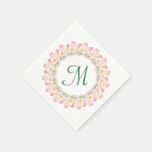 Monograma con rosas rosadas y marco de nenúfares