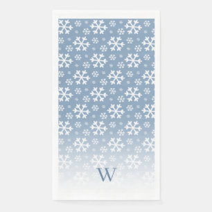Servilleta De Papel Monograma Copo de Nieve Azul
