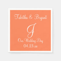 Monograma Coral Classy Colorated Paper Napkins