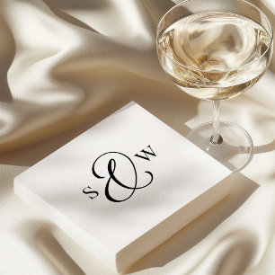 Servilleta De Papel Monograma de Ampersand en Blanco y Negro Boda de
