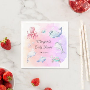 Servilleta De Papel Monograma de Baby Shower "Cute Under the Sea"