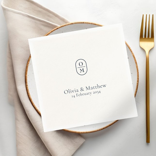 Servilleta De Papel Monograma de Boda Chic Moderno (Subido por el creador)