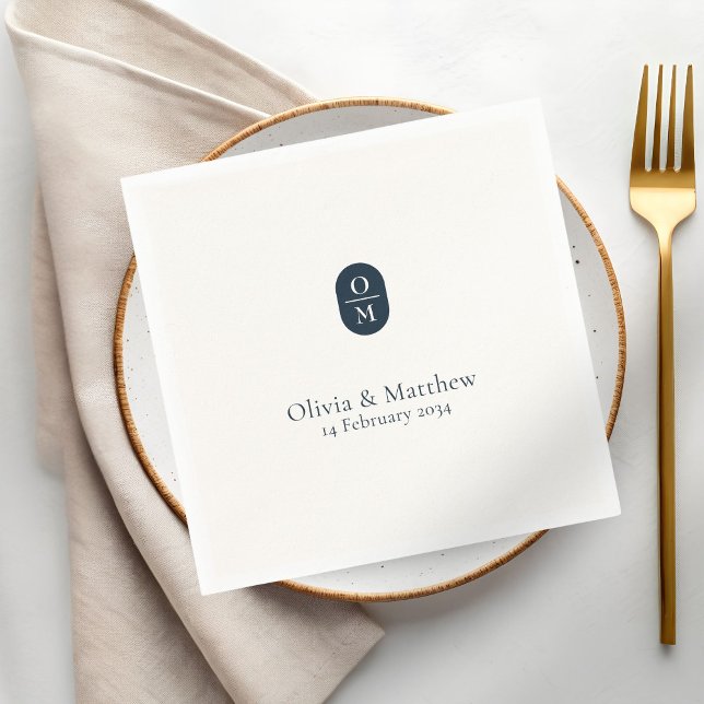Servilleta De Papel Monograma de Boda Chic Moderno (Subido por el creador)