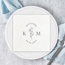 Servilleta De Papel Monograma de boda con follaje moderno