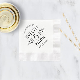 Servilleta De Papel Monograma de Boda de Art Deco Negro vintage