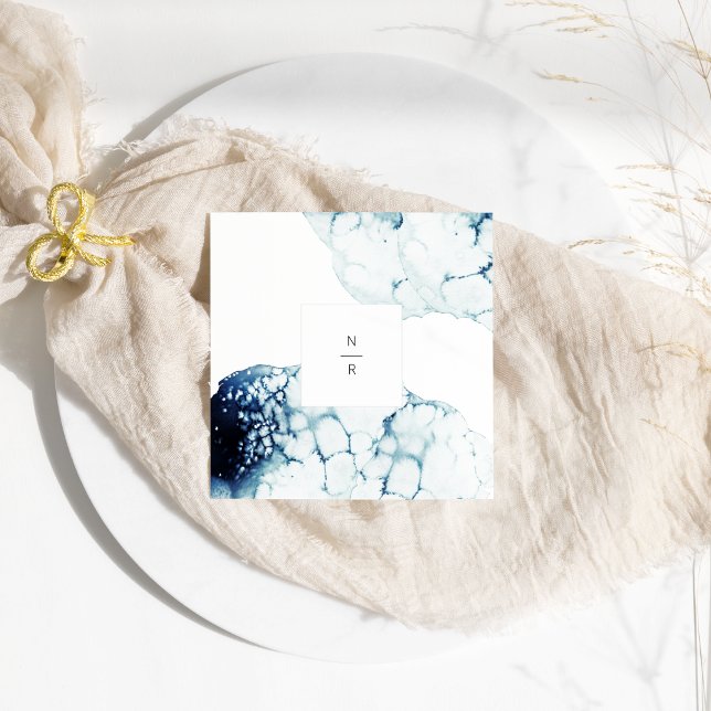 Servilleta De Papel Monograma de boda de destino náutico azul (Subido por el creador)