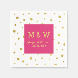 Servilleta De Papel Monograma de Boda de oro rosado caliente