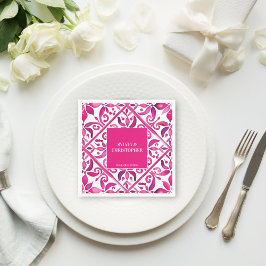 Servilleta De Papel Monograma de boda de talavera española rosa impres