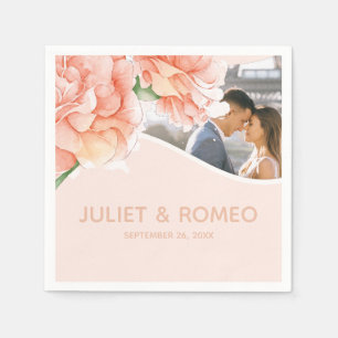 Servilleta De Papel Monograma de boda floral elegante