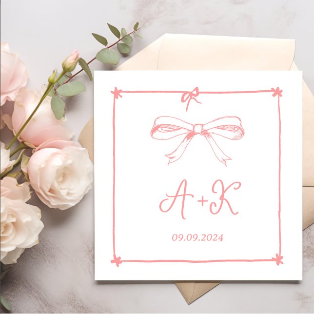 Servilleta De Papel Monograma de boda rosa francés dibujado a mano (Subido por el creador)