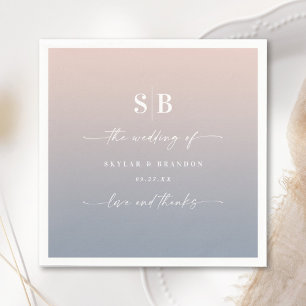 Servilleta De Papel Monograma de boda suave ombre rubor rosa azul polv