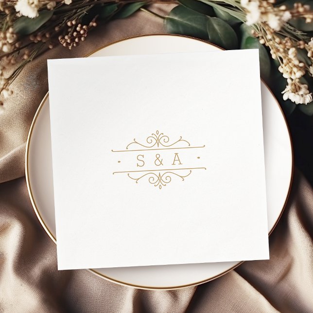 Servilleta De Papel Monograma de bodas clásico y elegante (Elegant modern classic vintage wedding monogram napkins)