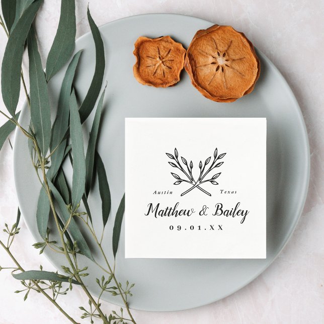 Servilleta De Papel Monograma de Bodas con Ramas Rústicas (Subido por el creador)