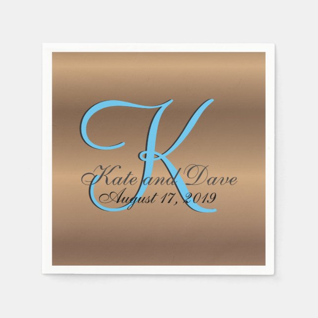 Servilleta De Papel Monograma de bronce 🔑 Pecado elegante (Anverso)