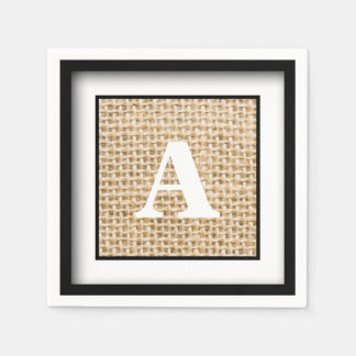 Servilleta De Papel Monograma de Burlap Boda Rústico enmarcado
