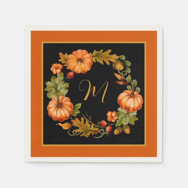 Servilleta De Papel Monograma de calabaza (Anverso)
