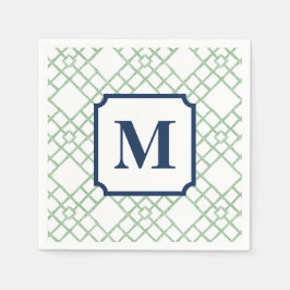 Servilleta De Papel Monograma de celosía verde personalizado