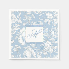 Servilleta De Papel Monograma de Chinoiserie Azul y Blanco