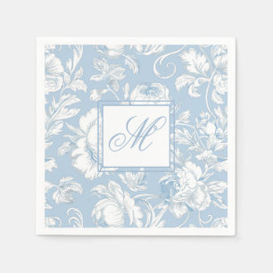 Servilleta De Papel Monograma de Chinoiserie Azul y Blanco