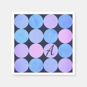 Servilleta De Papel Monograma de círculos azul morado y rosado