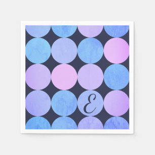 Servilleta De Papel Monograma de círculos azul morado y rosado