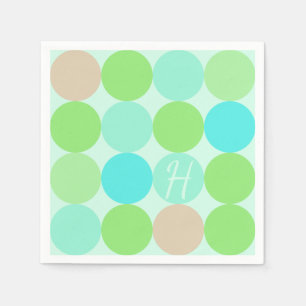 Servilleta De Papel Monograma de círculos naranja, verde y azul turque
