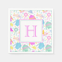 Servilleta De Papel Monograma de color acuático Derby Jerseys y Gorras