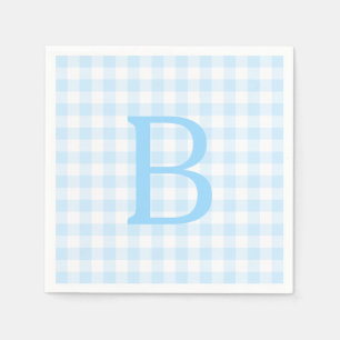 Servilleta De Papel Monograma de cuadros azules pastel y blanco