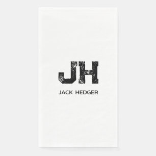 SERVILLETA DE PAPEL MONOGRAMA DE DOS LETRAS NEGRO MINIMALISTA NOMBRE B