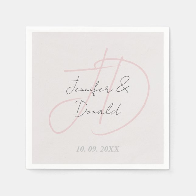 Servilleta De Papel Monograma de escritura clásica de moda (Anverso)