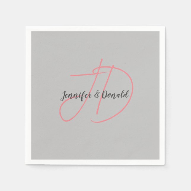 Servilleta De Papel Monograma de escritura clásica de moda (Anverso)