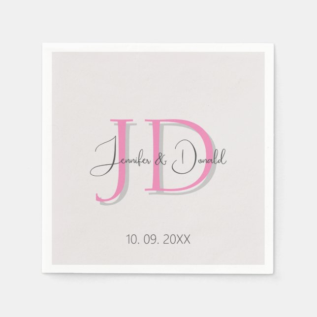 Servilleta De Papel Monograma de escritura clásica de moda (Anverso)