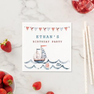 Servilleta De Papel Monograma de fiesta de cumpleaños acuático acuátic