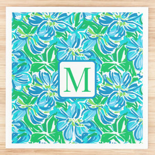 Servilleta De Papel Monograma de flores azules Preppy