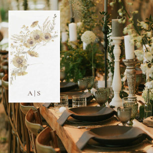 Servilleta De Papel Monograma de girasoles pálidos acuarelas