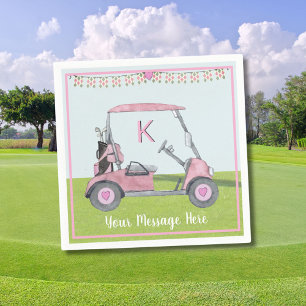 Servilleta De Papel Monograma de golf rosa de retiro de cumpleaños fem