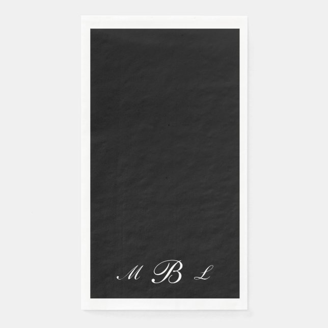 Servilleta De Papel Monograma de guión negro simple (Anverso)