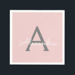 Servilleta De Papel Monograma de guión rosa de Rubor Gris moderno<br><div class="desc">Monograma rosa y gris de Rubor Añada sus propias toallas Fiestas de papel. Esto hace que el dulce perfecto cumpleaños 16,  boda,  ducha de novia,  aniversario,  ducha de bebé o fiesta de soltera sea regalo para alguien que ama el lujo glam y los estilos de escritura de moda.</div>