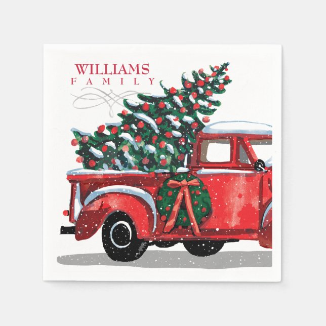 Servilleta De Papel Monograma de la familia de camiones de recolección (Anverso)