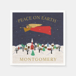 Servilleta De Papel Monograma de la paz en la Tierra del pueblo Angel 