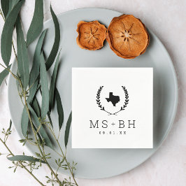 Servilleta De Papel Monograma de Laurel Escudo Texas Boda