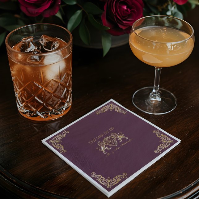 Servilleta De Papel Monograma de León de Monograma de Fantasía Medieva (Royal Muse Medieval Fantasy Monogram Lion Emblem Napkins)