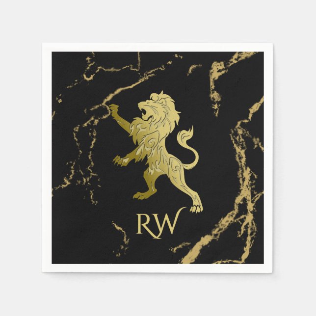 Servilleta De Papel Monograma de León Real Dorado (Anverso)